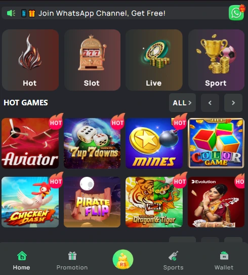 DHK88 Game Pakistan hot games screen with Aviator, 7 Up 7 Down, and Color Game