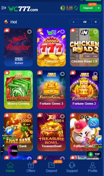 Wc777 Game Lobby – Play Slots, Poker, Teen Patti, Andar Bahar, Roulette in Pakistan