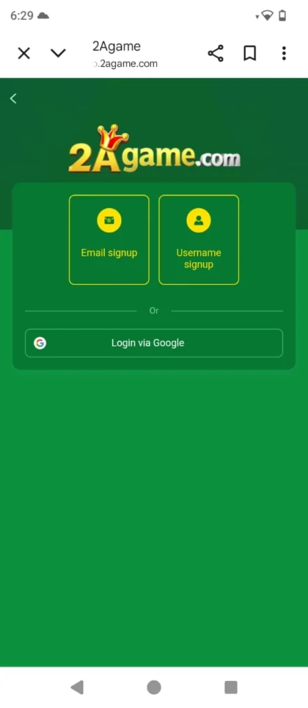 2A game Login Page
