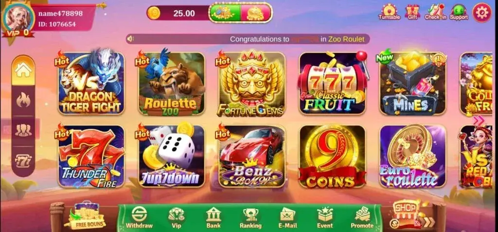 Lucky PKR Game Interface