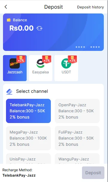 92 Glory Game Deposit Guide Pakistan