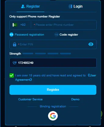 ZK77 Game Register Screen – Easy Signup Process for Pakistan Users