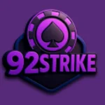 Purple and black poker chip with the number "92" and the word "STRIKE" below it.